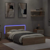 Bed Frame with LED without Mattress Sonoma Oak 135x190 cm - Top-Down View