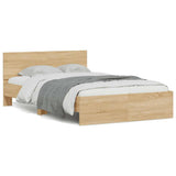 Bed Frame with LED without Mattress Sonoma Oak 135x190 cm - 45-Degree Angle