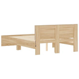 Bed Frame with LED without Mattress Sonoma Oak 135x190 cm - Extra Image