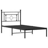 Metal Bed Frame without Mattress with Headboard Black 90x190 cm - Top-Down View