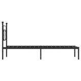 Metal Bed Frame without Mattress with Headboard Black 90x190 cm - Rear View