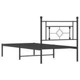 Metal Bed Frame without Mattress with Headboard Black 90x190 cm - Close-Up Angle