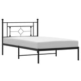 Metal Bed Frame without Mattress with Headboard Black 107x203 cm King Single - Front View