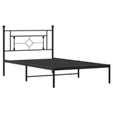 Metal Bed Frame without Mattress with Headboard Black 107x203 cm King Single - Top-Down View