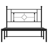 Metal Bed Frame without Mattress with Headboard Black 107x203 cm King Single