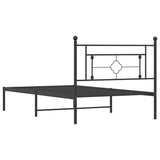 Metal Bed Frame without Mattress with Headboard Black 107x203 cm King Single - Close-Up Angle