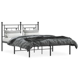 Metal Bed Frame without Mattress with Headboard Black 135x190 cm