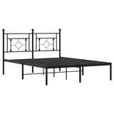Metal Bed Frame without Mattress with Headboard Black 135x190 cm