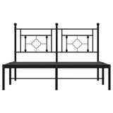 Metal Bed Frame without Mattress with Headboard Black 135x190 cm
