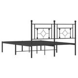 Metal Bed Frame without Mattress with Headboard Black 135x190 cm