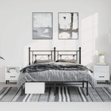 Metal Bed Frame without Mattress with Headboard Black 150x200 cm - Side View