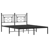 Metal Bed Frame without Mattress with Headboard Black 150x200 cm - Top-Down View