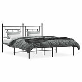 Metal Bed Frame without Mattress with Headboard Black 150x200 cm - 45-Degree Angle