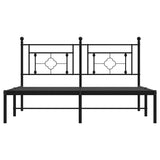 Metal Bed Frame without Mattress with Headboard Black 150x200 cm - Rear View