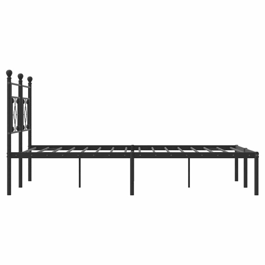 Metal Bed Frame without Mattress with Headboard Black 150x200 cm