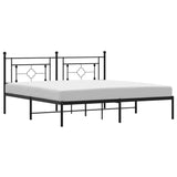 Metal Bed Frame without Mattress with Headboard Black 183x203 cm King - Front View