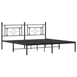 Metal Bed Frame without Mattress with Headboard Black 183x203 cm King