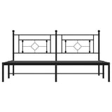 Metal Bed Frame without Mattress with Headboard Black 183x203 cm King
