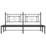 Metal Bed Frame without Mattress with Headboard Black 183x203 cm King - 45-Degree Angle