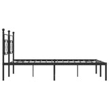 Metal Bed Frame without Mattress with Headboard Black 183x203 cm King - Rear View