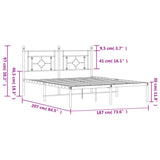 Metal Bed Frame without Mattress with Headboard Black 183x203 cm King - Extra Image