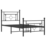 Metal Bed Frame without Mattress with Footboard Black 90x190 cm - Top-Down View