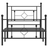 Metal Bed Frame without Mattress with Footboard Black 90x190 cm - 45-Degree Angle