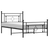 Metal Bed Frame without Mattress with Footboard Black 107x203 cm King Single - Front View