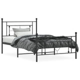 Metal Bed Frame without Mattress with Footboard Black 107x203 cm King Single - Side View