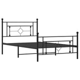 Metal Bed Frame without Mattress with Footboard Black 107x203 cm King Single - Top-Down View
