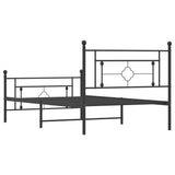 Metal Bed Frame without Mattress with Footboard Black 107x203 cm King Single - Close-Up Angle