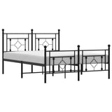 Metal Bed Frame without Mattress with Footboard Black 135x190 cm
