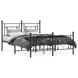 Metal Bed Frame without Mattress with Footboard Black 135x190 cm - Side View