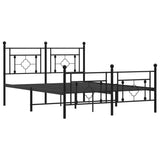 Metal Bed Frame without Mattress with Footboard Black 135x190 cm - Top-Down View