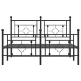 Metal Bed Frame without Mattress with Footboard Black 135x190 cm