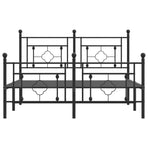 Metal Bed Frame without Mattress with Footboard Black 135x190 cm