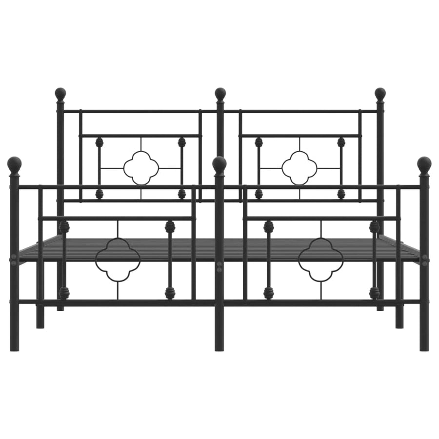 Metal Bed Frame without Mattress with Footboard Black 135x190 cm