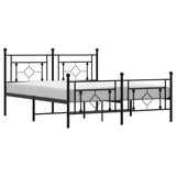 Metal Bed Frame without Mattress with Footboard Black 150x200 cm - Front View