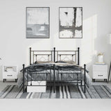 Metal Bed Frame without Mattress with Footboard Black 150x200 cm - Side View
