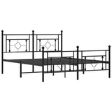 Metal Bed Frame without Mattress with Footboard Black 150x200 cm - Top-Down View