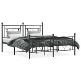Metal Bed Frame without Mattress with Footboard Black 150x200 cm - 45-Degree Angle