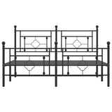 Metal Bed Frame without Mattress with Footboard Black 150x200 cm