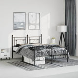 Metal Bed Frame without Mattress with Footboard Black 150x200 cm