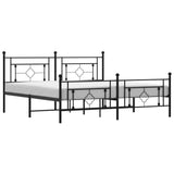 Metal Bed Frame without Mattress with Footboard Black 183x203 cm King - Front View