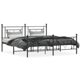 Metal Bed Frame without Mattress with Footboard Black 183x203 cm King - Side View