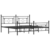 Metal Bed Frame without Mattress with Footboard Black 183x203 cm King - Top-Down View
