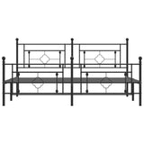 Metal Bed Frame without Mattress with Footboard Black 183x203 cm King