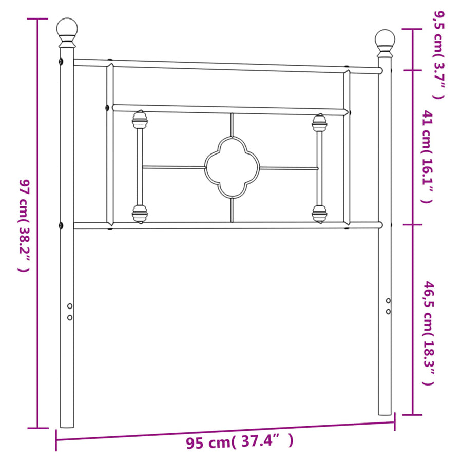 Metal Replace Headboard Black 90 cm