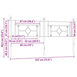 Metal Replace Headboard Black 180 cm