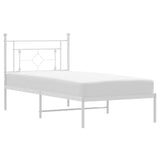 Metal Bed Frame without Mattress with Headboard White 90x190 cm - Front View